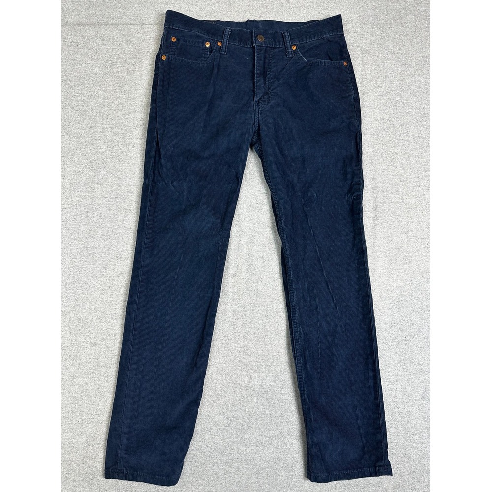 Levis 511 Corduroy Pants Mens 33x30 Navy Blue Slim Fit Trouser